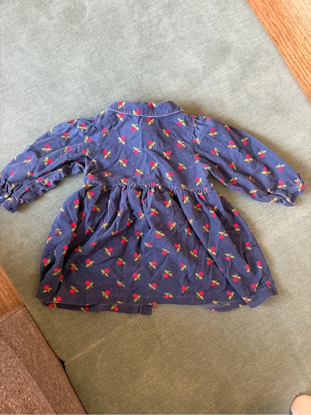 Vintage 90s Gymboree Navy Corduroy Floral Dress - Authentic Rainbow Tag